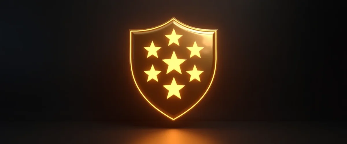 Gouden schild met vijf sterren als symbool voor SSL-beveiliging